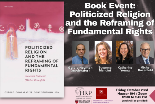 Poster for the ook Event: Politicized Religion and the Reframing of Fundamental Rights