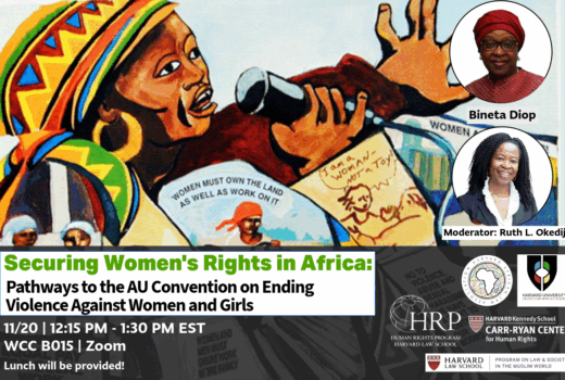 Event poster for “Securing Women's Rights in Africa: Pathways to the AU Convention on Ending Violence Against Women and Girls”