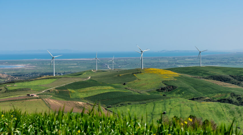 Wind turbines in the north of Tunisia