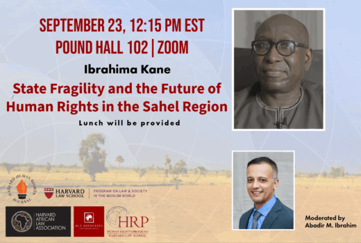 Poster for event "State Fragility and the Future of Human Rights in the Sahel Region"