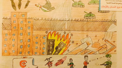 child's drawing of violence in Gaza