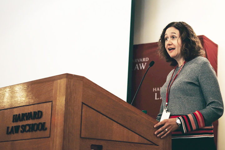 Kristen Stilt presenting at Harvard Law School
