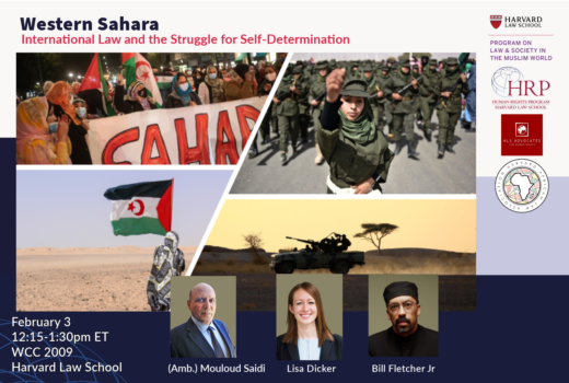 Event poster for "Western Sahara: International Law and the Struggle for Self-Determination.”